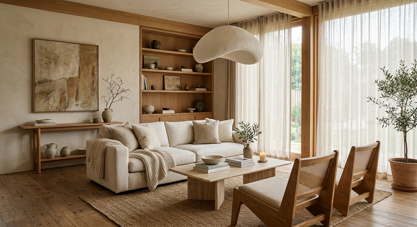 A calm living room designed by the Redraptor Studios interiors team